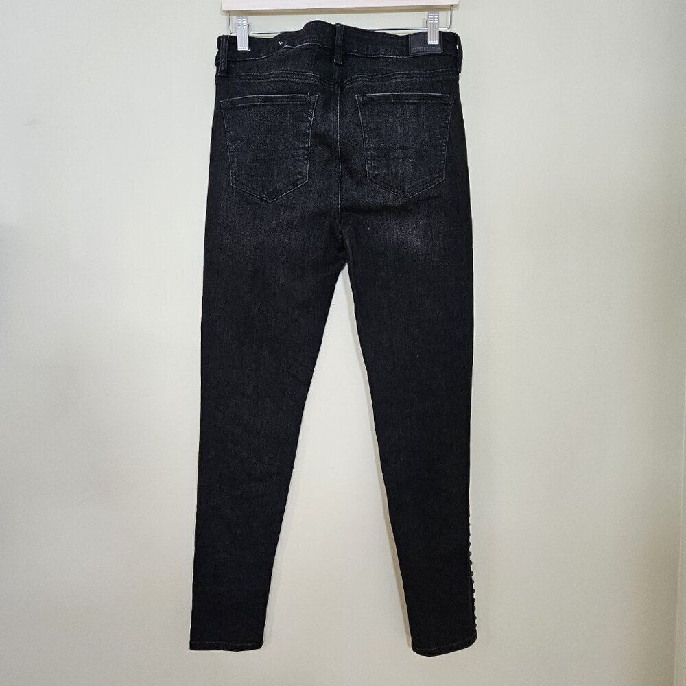 American Eagle Jean Womens US 8 Black High Rise Jeggings Stretch Studs Punk Goth - Picture 16 of 16
